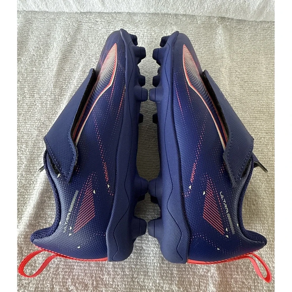 Puma Ultra Play Laceless Kids Soccer Cleats Blue Red Size 13 US Firm Ground
